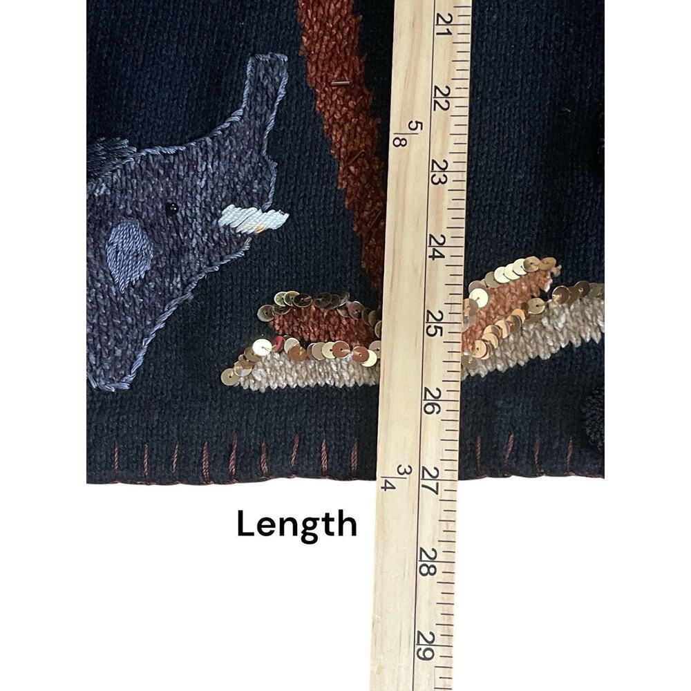 Victoria Woman 1X Embellished Jungle Cardigan Sweater – Sequin Animal Palmtrees - Picture 5 of 13